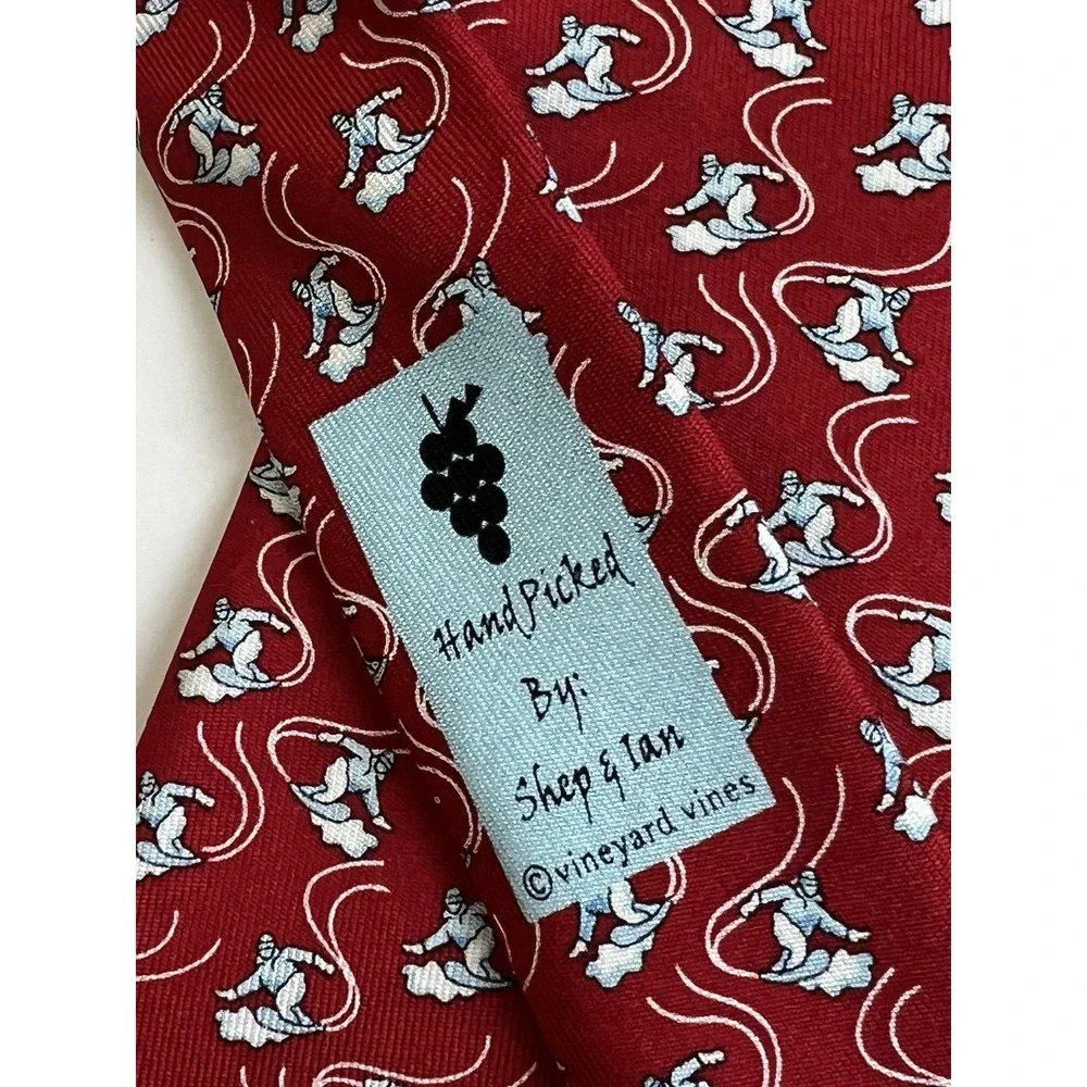 Vineyard Vines Snowboard Tie Red Silk Snow Winter Business Preppy Work